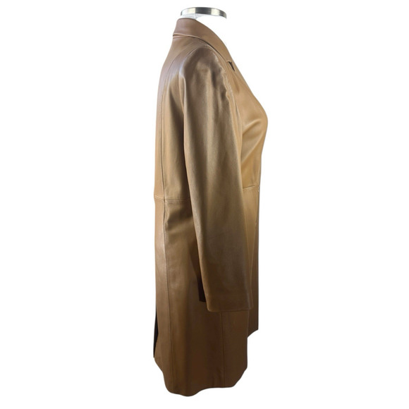 Valerie Stevens Genuine Lamb Leather Coat Camel Brown Size Large *Lining Damage* - Picture 8 of 16